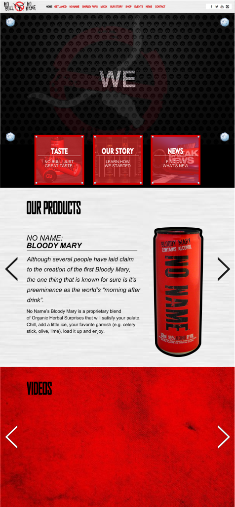 Drink product website design mockup