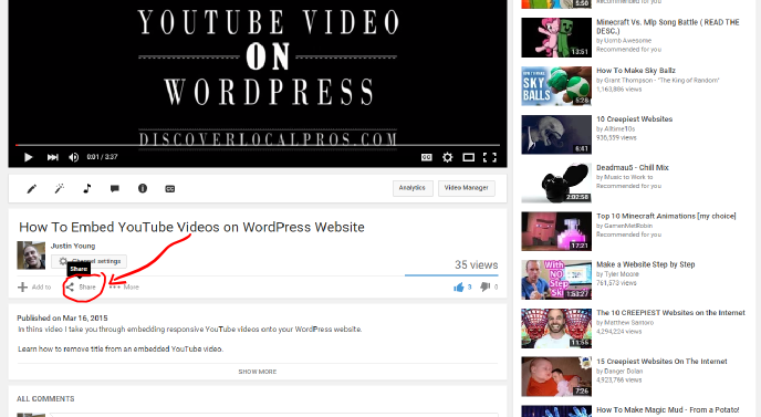 Step 3 how to embed a youtube vieo on our website or blog