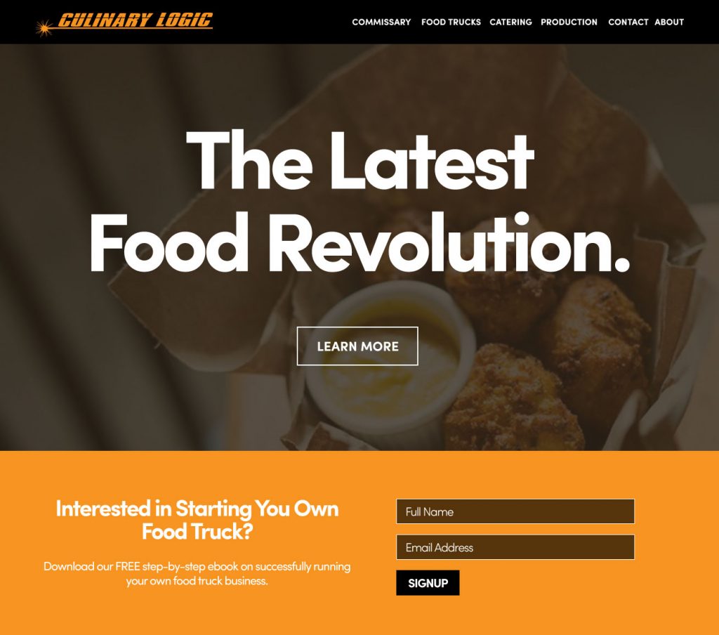 Culinary Logic Website Homepage Mockup Design