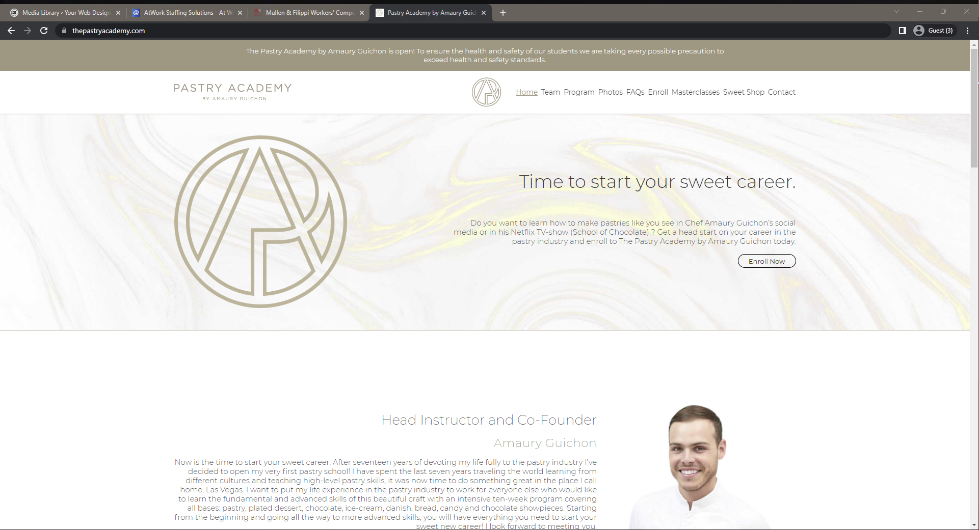The Pastry Academy Website Design by 702 Pros - Website Maintenance Aberdeen, SD
